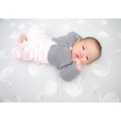 Infant Laying on Swan Grey Foam Mats